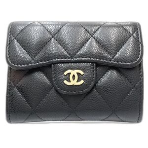 CHANEL Authentic Black Caviar Leather Wallet